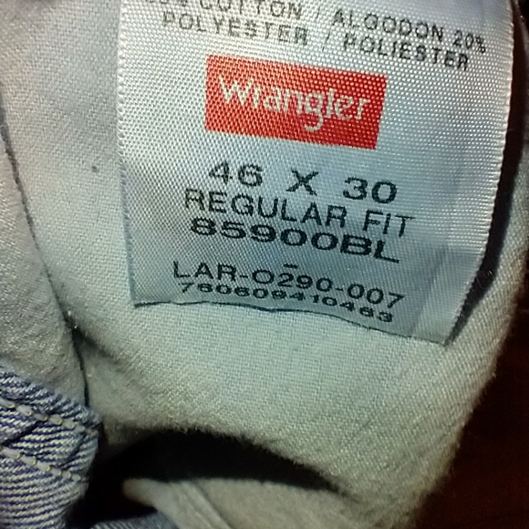 Wrangler Premium Quality Blue Medium Wash Regular Fit Denim Jeans Men's sz 46x30 - Picture 6 of 7